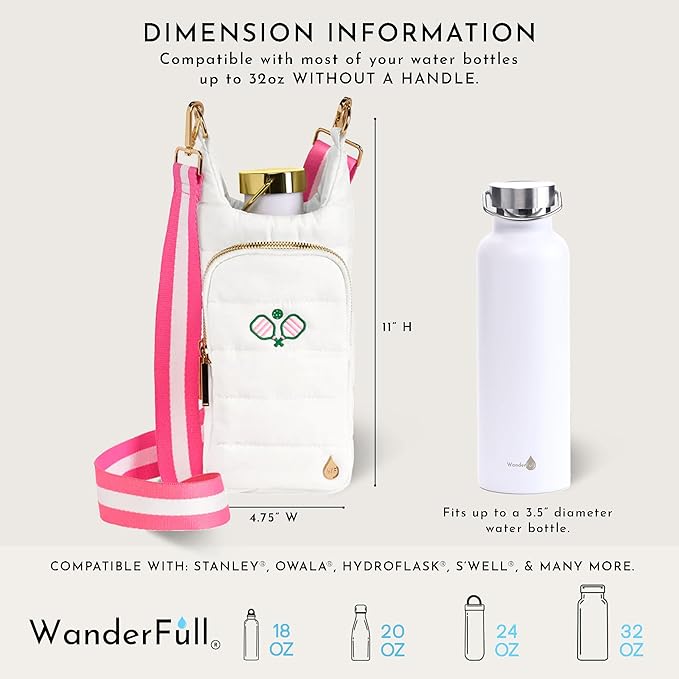 WanderFull® Original HydroBag® Collection, Water Bottle Holder, Gift for Women, Mom, Girlfriend, w/Strap & Phone Pocket, Hands-Free Crossbody Water Bottle Bag