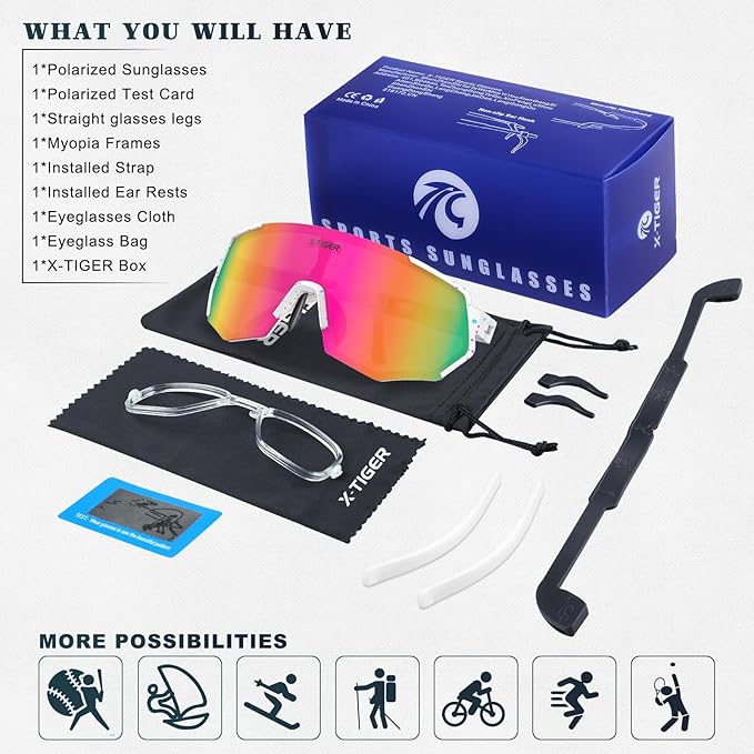 X-TIGER Polarized Youth Baseball Sunglasses UV400 Kids Sunglasses Boys Girls 8-12 Youth for Softball Cycling Sports Glasses