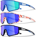 3PACK Kids Sunglasses for 6-14 Boys Girls, Youth Baseball and Cycling UV400 Protection Goggles