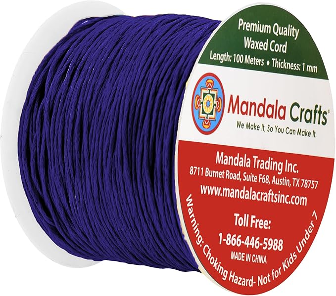 Mandala Crafts 1mm 109 Yards Dark Indigo Cotton Waxed Cord - Image 2