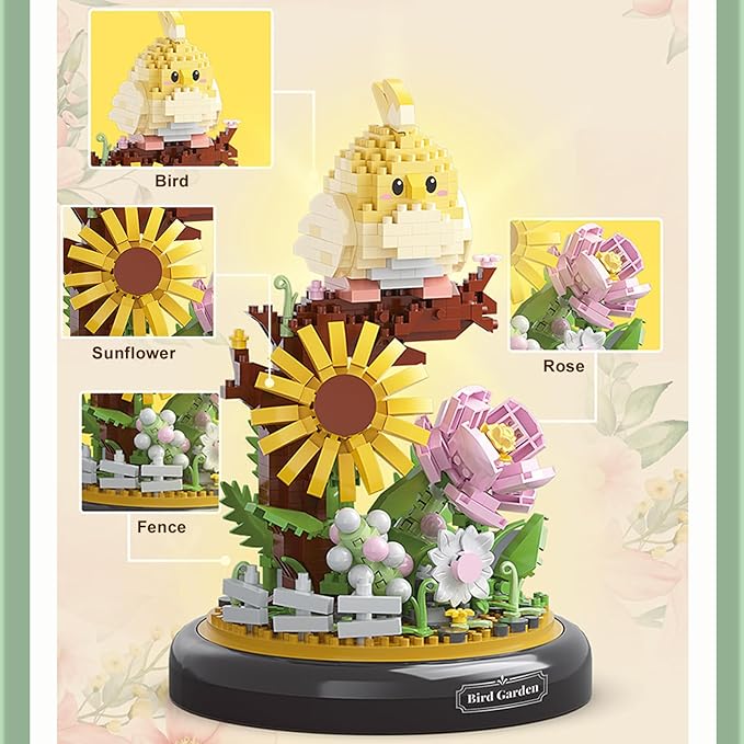 Parrot Flower Bouquet Building Set Plants Friend Set Adults Bonsai Tree Animal - Image 5