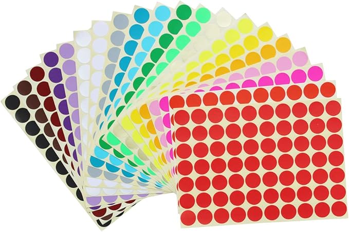 7000 Count 3/4" Round Dot Stickers Color Coding Labels, 20 Colors, 100 Sheets - Image 2