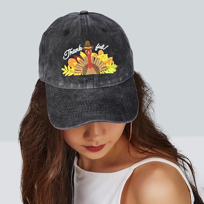 Embroidered Baseball Cap for Women Men Vintage Adjustable Washed Distressed Denim Baseball Hat