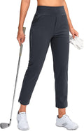 YYV Women's Golf Pants Stretch Work Ankle Pants High Waist Dress Pants with Pockets for Yoga Business Travel Casual
