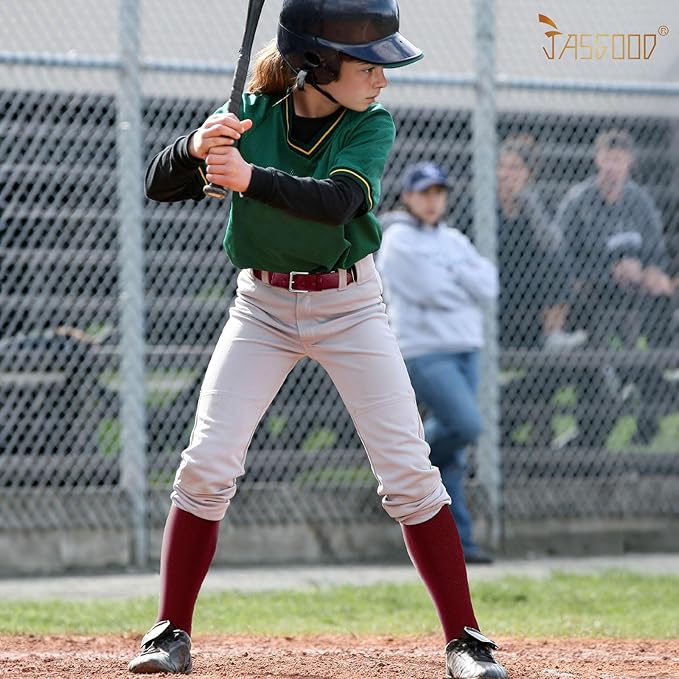 JASGOOD 2 Pack Baseball Socks and Belt Combo Set Softball Socks and Belts Elastic Waist Belt for Youth and Adult Boys