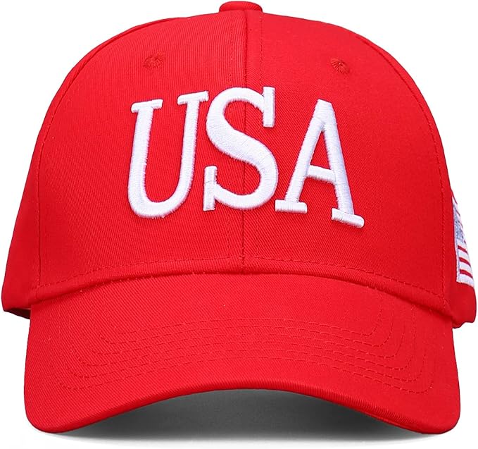 USA Trucker Hat for Men & Women American Flag Cap Adjustable Baseball Cap Mesh Snap Patriotic 3D Embroidered Cap
