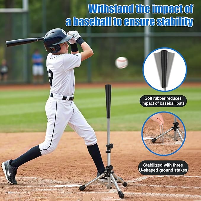 Storgem Baseball and Softball Tee,Batting Tee for Kids,Baseball Tees for Hitting,T Ball Training Stand,Easy Height Adjustment