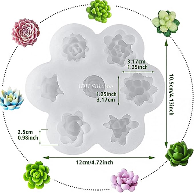 7 Pcs Succulent Fondant Molds 3D Silicone Cactus Succulents Leaves Moulds - Image 3