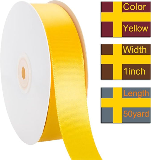 1 Inch Yellow Ribbon, 50 Yards Craft Polyester Satin Ribbon Perfect - Image 2