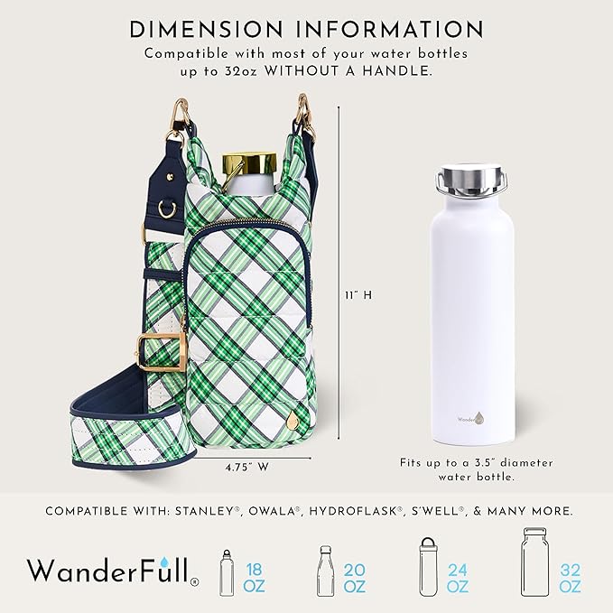 WanderFull® Original HydroBag® Collection, Water Bottle Holder, Gift for Women, Mom, Girlfriend, w/Strap & Phone Pocket, Hands-Free Crossbody Water Bottle Bag