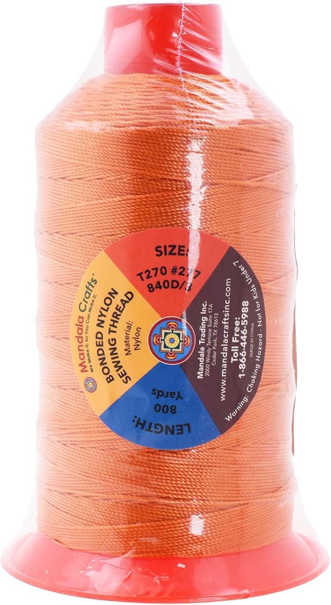 Mandala Crafts Bonded Nylon Thread Orange Heavy Duty Sewing Threads - Image 3