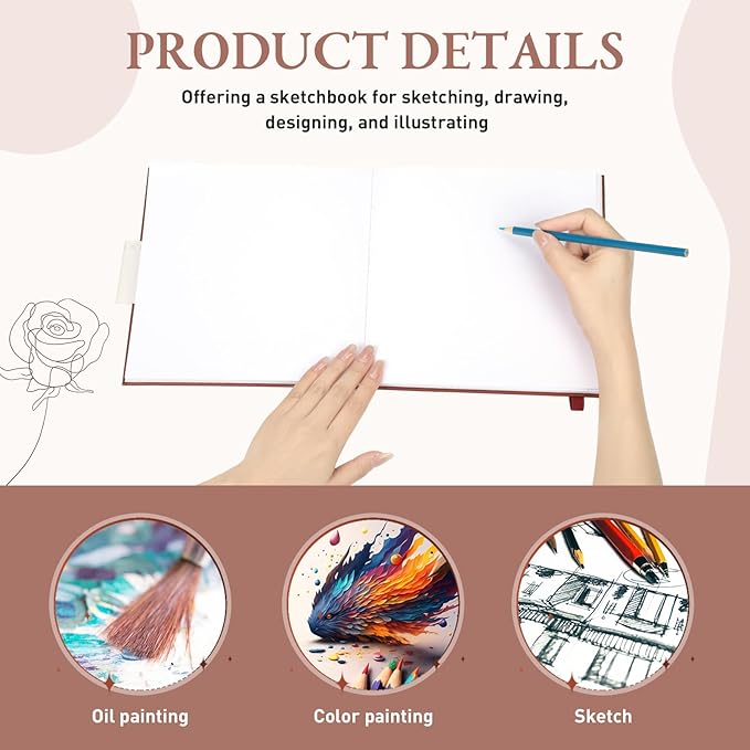 Moinchore Back to School Gifts Square Sketchbook 8 x 8 Inch Hardcover Art - Image 3