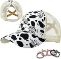 Womens Cow Print Baseball Cap Unisex Adjustable Baseball Hat Casual Cotton Sun Hats for Teen Girls