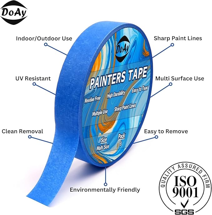 Blue Painters Tape 1/4" 1/2" 3/4" x 60 Yard - Image 2