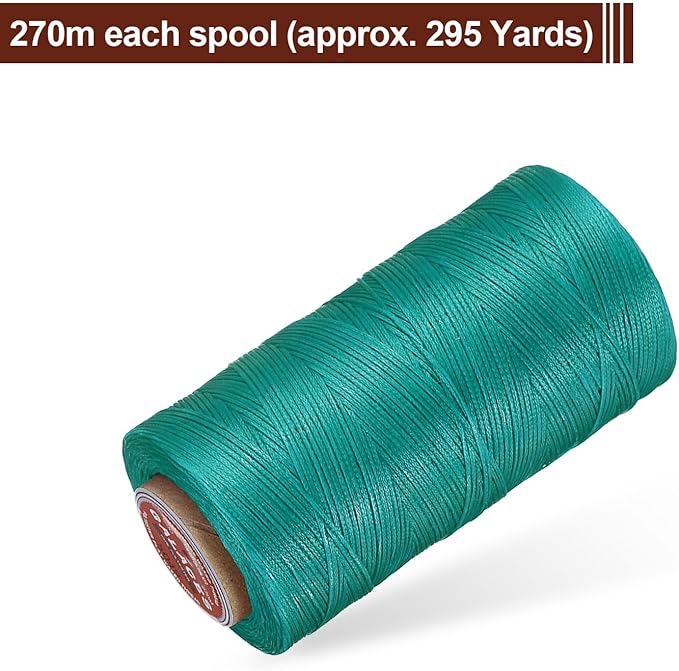 uxcell Flat Leather Sewing Waxed Thread, 270m / 295 Yards Polyester Wax String - Image 3