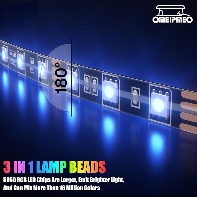 Golf Cart LED Underglow Light Kit, Golf Cart RGB Underbody Light Strip with APP&Remote Control, Multi-Mode, Music Sync, IP68 Waterproof, 9-16V Golf Carts Lighting Strip for Club Car EZGO YAMAHA