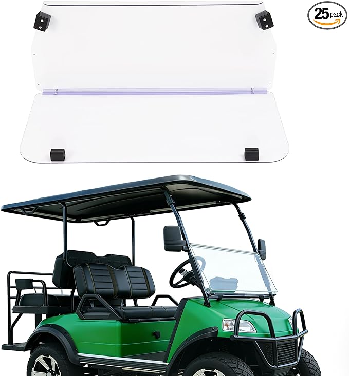 ECOTRIC Golf Cart Clear Windshield Compatible with Evolution Classic and Forester All Models 2016-up Flip Folding Down Windshield Foldable Windscreen PC