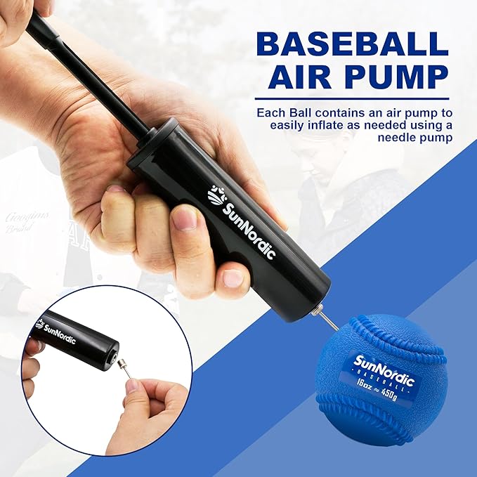 SunNordic 6 Pack Weighted Baseballs Set (16 oz) - Weighted Baseballs for Hitting Training & Improved Power - Pitching Training Baseball for All Skill Levels