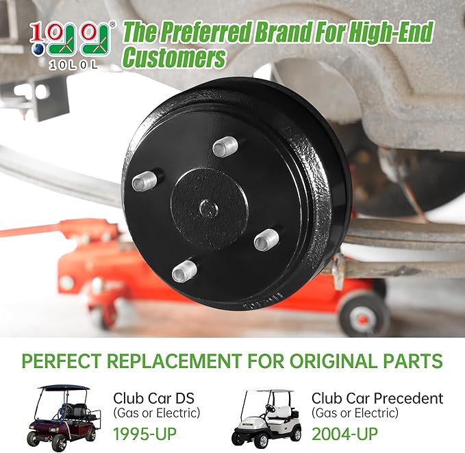 10L0L Golf Cart Brake Drums & Brake Shoes Spring Kit for Club Car DS 1995-Up and Precedent 2004-Up Gas and Electric Golf Carts, Replace OEM 101791101 1018232-01 10603 1011466/10181630