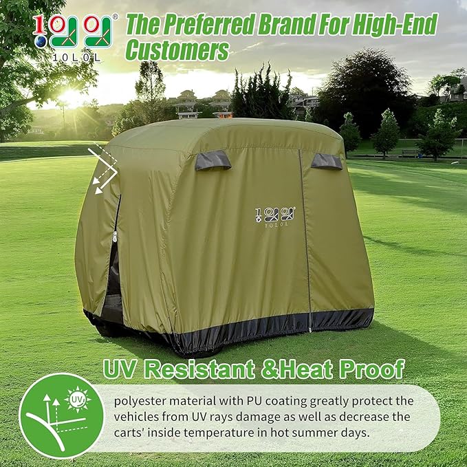 10L0L Universal 2-4 Passenger Golf Cart Cover for Yamaha, EZGO, Club Car, Waterproof Sunproof and Durable