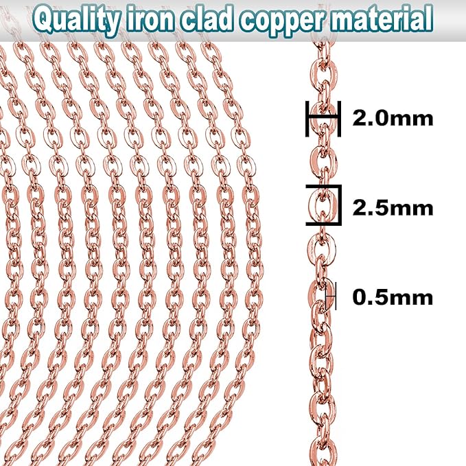 Jishi 33ft Link Cable Chain Roll 2mm, Rose Gold Chain - Image 3