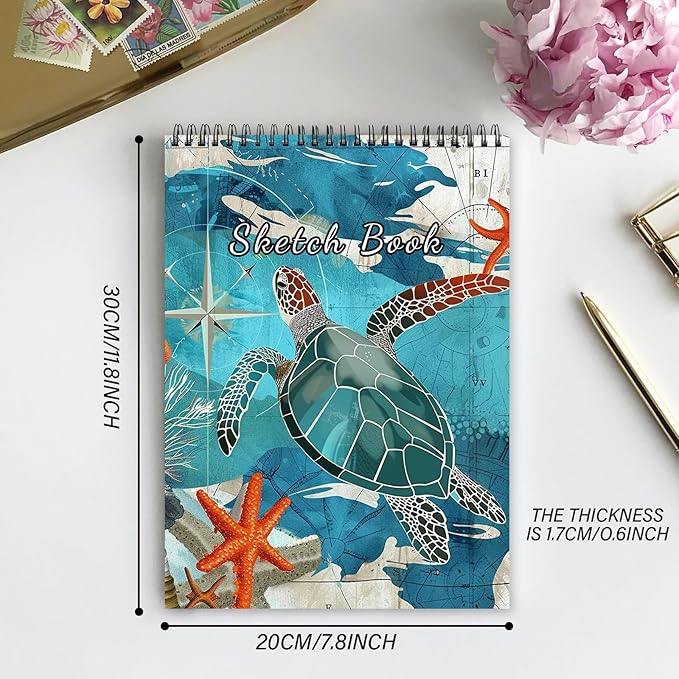 Cabreche Cute Sketchbook Top Spiral Bound Sketch Pad, 9 x 12 inch, 100GSM Thick - Image 2