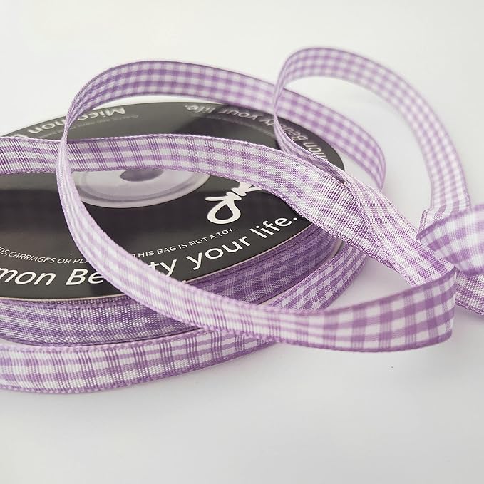 Purple Gingham Plaid Checked Ribbon 25 Yard Each Roll 100% Polyester - Image 6