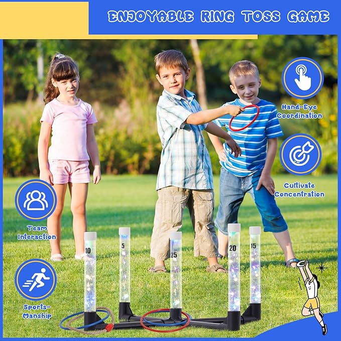 YEEA LED Ring Toss Game for Kids, Adults | Glow in The Dark LED Outdoor Yard - Image 5