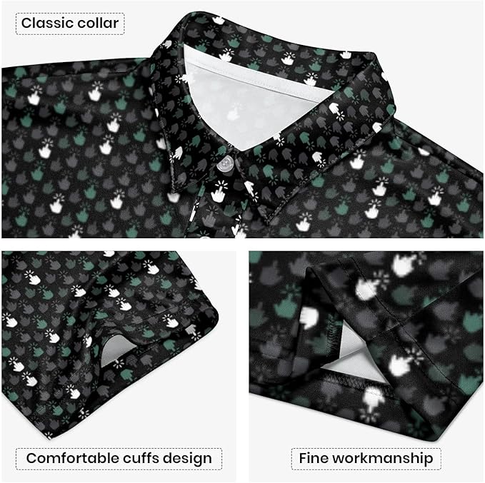 Golf Polo Shirts for Men Funny Print Short Sleeve Golf Shirts Performance Golf Polos