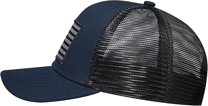 American Flag Trucker Hat, Patriotic Baseball Cap for Men & Women, Breathable Mesh Adjustable Snapback, USA Flag Patch