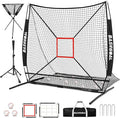 BaseGoal 6'×6' Baseball Softball Practice Net,Baseball Backstop,with Batting Tee,Ball Caddy,for Hitting Pitching Batting Catching with Bow Frame,Bonus Strike Zone,Target,Portable and Foldable
