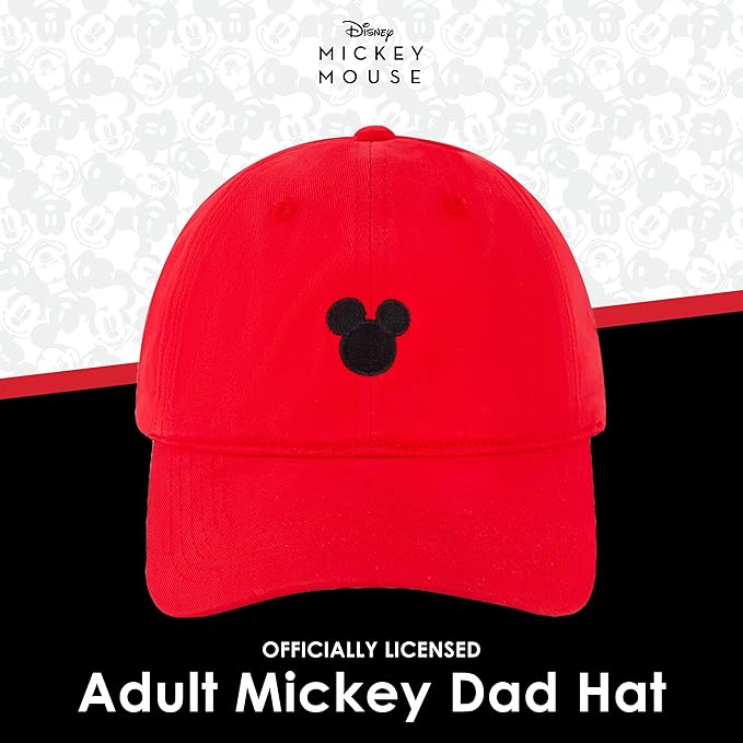 Disney Unisex Adult Disney Mickey Mouse Dad Hat, Adult Baseball Cap with Curved Brim