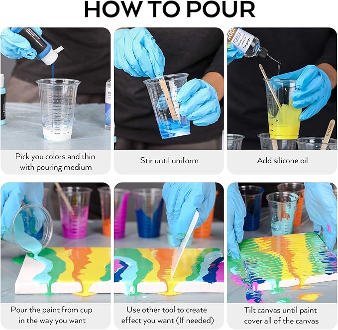 Nicpro Acrylic Pouring Kit, Artist Starter Supplies Including 19 Colors Acrylic - Image 5