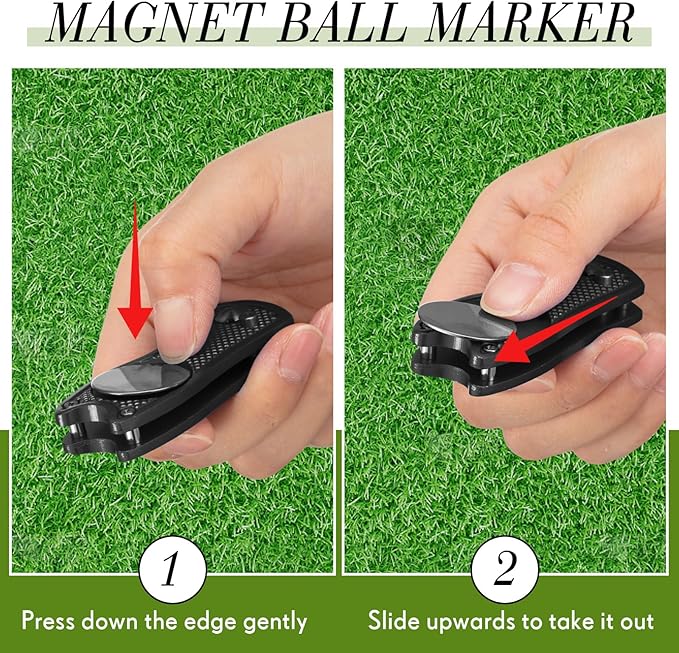 Poen Pcs Golf Divot Tool Golf Repair Tool with Magnetic Ball Marker and Popping Button Metal Foldable Switchblade Repair Fixer for Golfers Prizes