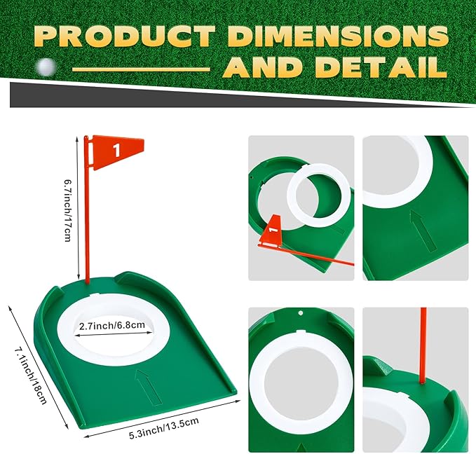Sotiff Golf Putting Practice Cup Hole Training Aids Golf Accessories Training Putters with Plastic Flag for Adult Office Garage Yard Indoor Outdoor Practice