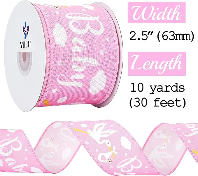 MEEDEE Pink Baby Ribbon for Baby Shower - Image 2