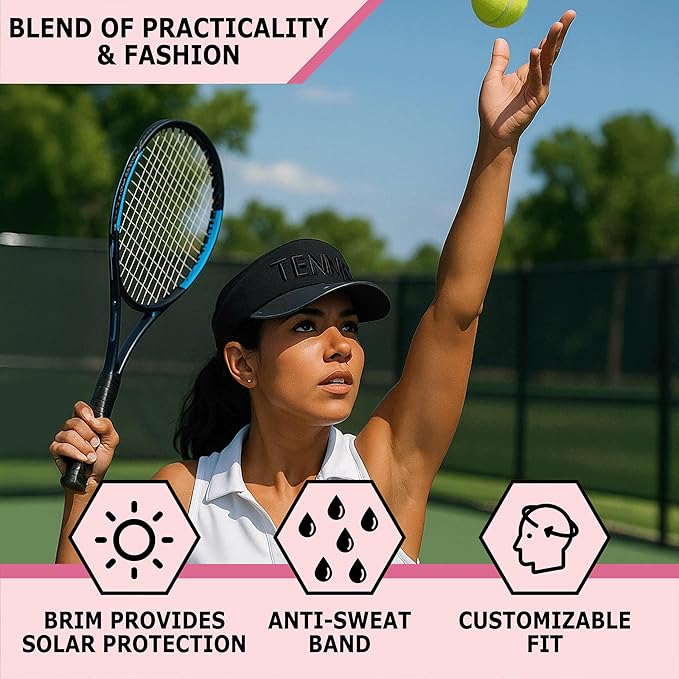 Funky Junque Women's UV 50 Adjustable Sun Visor - Golf Tennis Pickleball - Sports Themes Solid Colors Easter Pastels