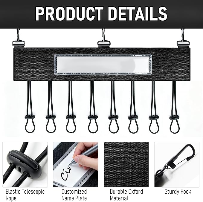 2Pcs Dugout Organizer, Baseball Softball Bat Holder Wall Mount with 3 Fence Hooks 8 Hanging Strap and Name Tag, Bat Rack Accessories for Dugout Fence Team Coach Players Gifts