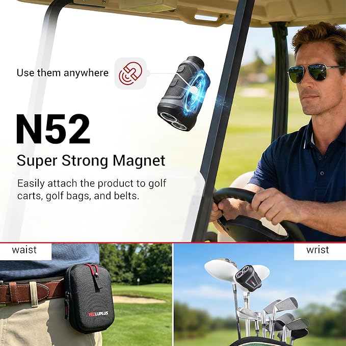 Golf Rangefinder with Slope & Magnet, 660 Yards Range Finde Golf with Flag Pole Locking Vibration, IP54, Ergonomic Design, Anti-Shake, Rechargeable Golf Accessories for Golfers