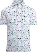 Alex Vando Mens Golf Shirt Moisture Wicking Quick-Dry Print Performance Polo Shirts for Men
