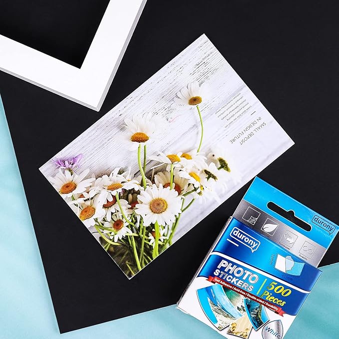 Durony 500 Pieces Photo Sticker White Double-Sided Self Adhesive Photo Tapes - Image 5