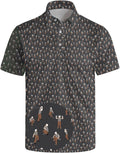 Golf Polo Shirts for Men Funny Print Short Sleeve Golf Shirts Performance Golf Polos