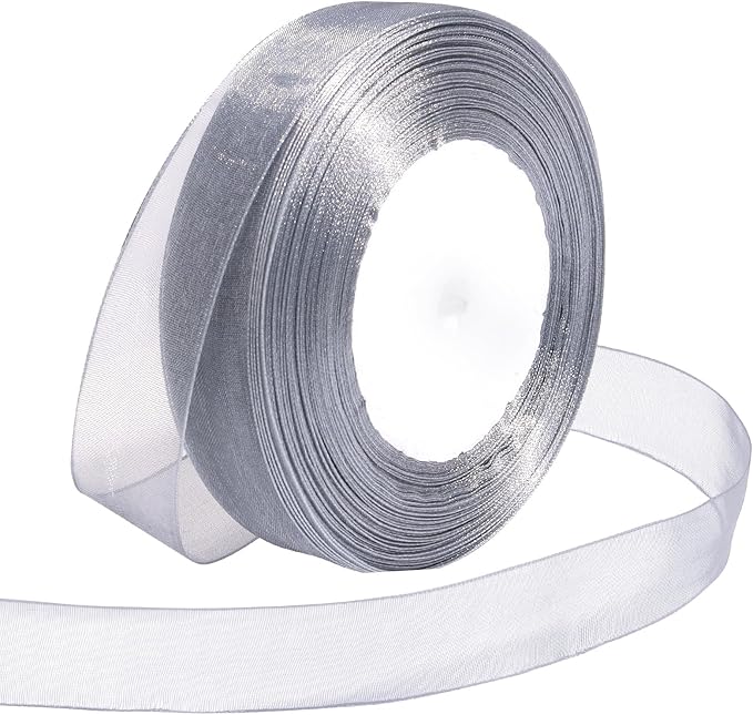 Ribbon for Gift Wrapping 3/4 inch Grey Sheer Organza Ribbon for Flower Bouquet by Loomeshribbonforcrafts%EF%BC%81