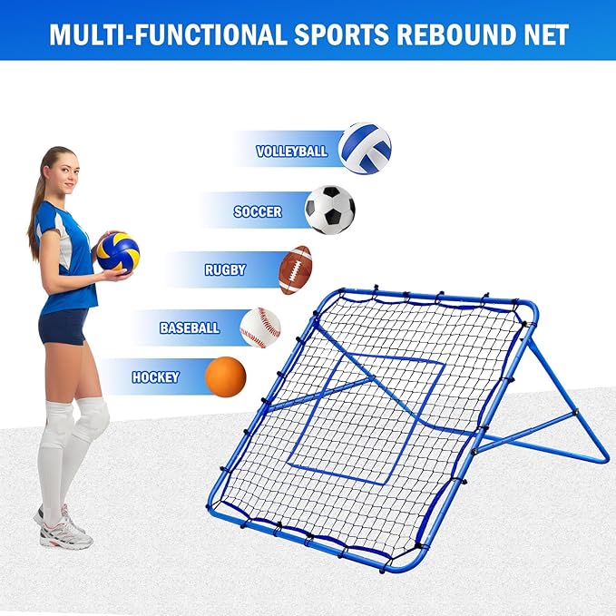 Volleyball Baseball Rebounder Net, Softball Rebounder Pitchback Net Quick Adjustments, Quick Adjustments Lacrosse Bounce Back Practice Equipment, Ideal for Outdoor Indoor and Backyard Training