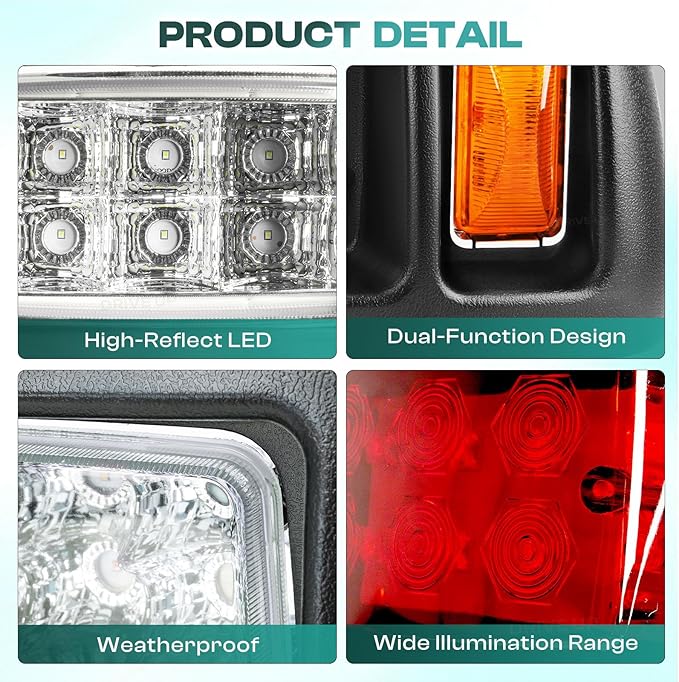 DRIVE UP Club Car LED Light Kit 12 Volt Headlight and Tail Light Assembly for 1993-Up Club Car DS Golf Cart OEM 101988001 101988002