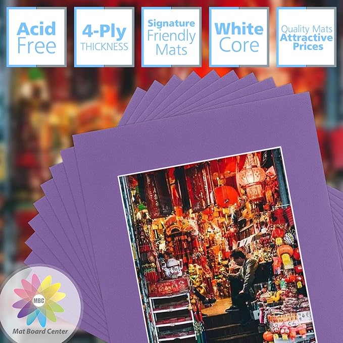Mat Board Center, 11x14 for 8x10 Purple Color Mats - Image 3