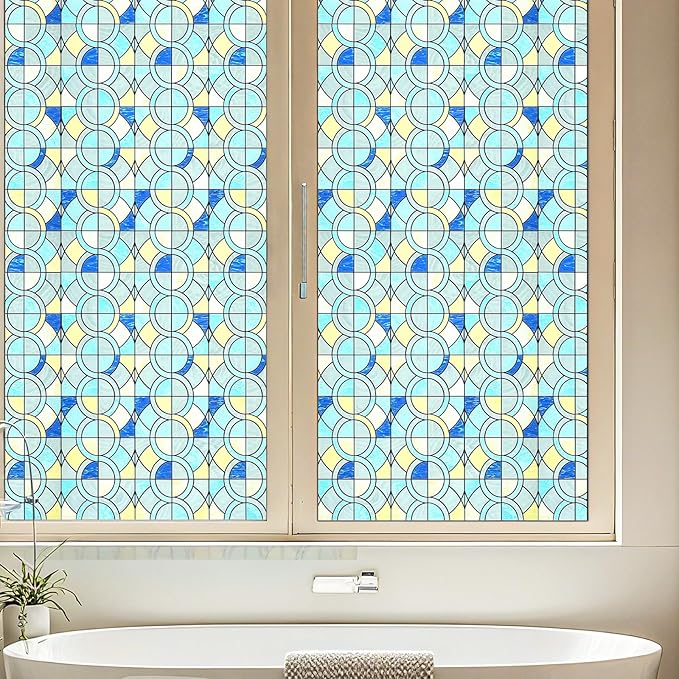 Window Privacy Film, Frosted Glass Decorative Static Cling, Removable Sun by ADDHERES