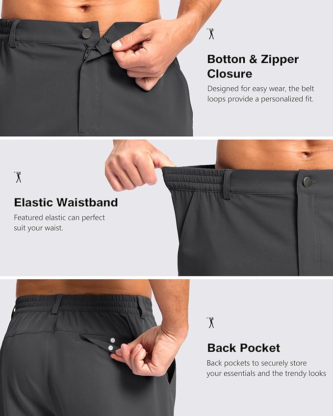 Pudolla Men's Casual Shorts 7"/9"/5" Lightweight Golf Shorts with 3 Pockets Stretch Quick Dry Comfy Work Shorts