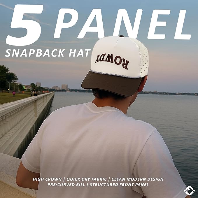 Funky Junque Performance Waterproof Golf Rope Hat – Cool Breathable Workout 5 Panel Snapback Cap for Men