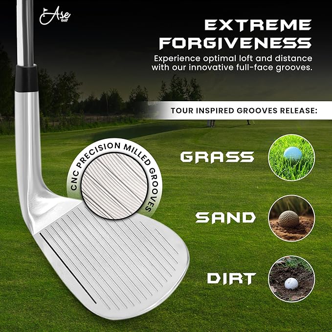Premium CM-1 Golf Wedge Set or Individual Golf Wedges - Full Face Grooves + Milled Face Wedges, Singles or Set for Men Lob, Gap, Sand Wedged 50/52/54/56/58/60 Degree Clubs